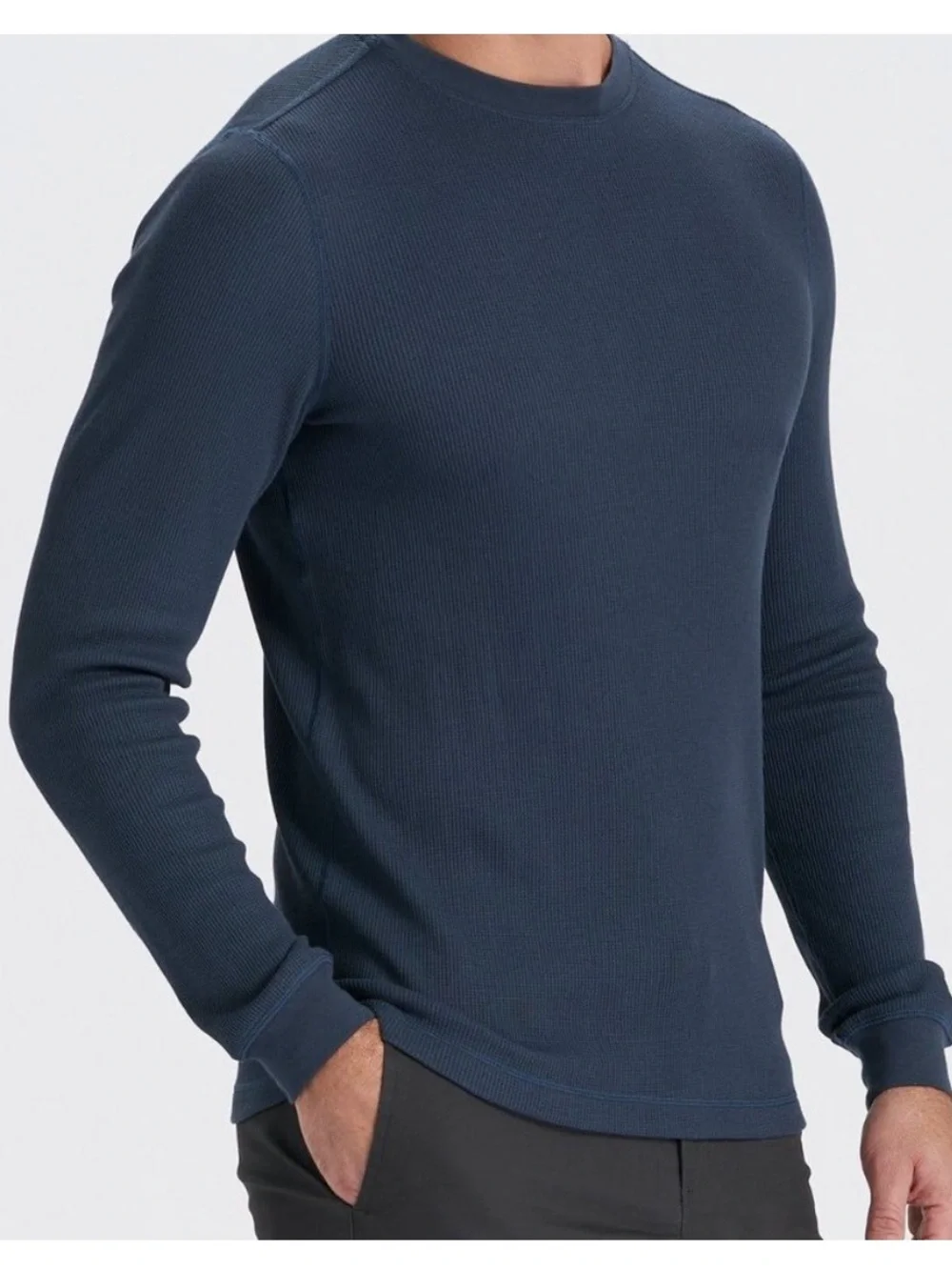 Vuori Men's Waffle Crew Long Sleeve  Navy Large
